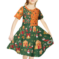 Merry Kiss My Texas Christmas Kid Short Sleeve Dress Xmas Holiday Patterns - Wonder Print Shop