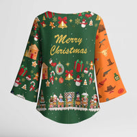 Merry Kiss My Texas Christmas Kimono Sleeve Blouse Xmas Holiday Patterns - Wonder Print Shop