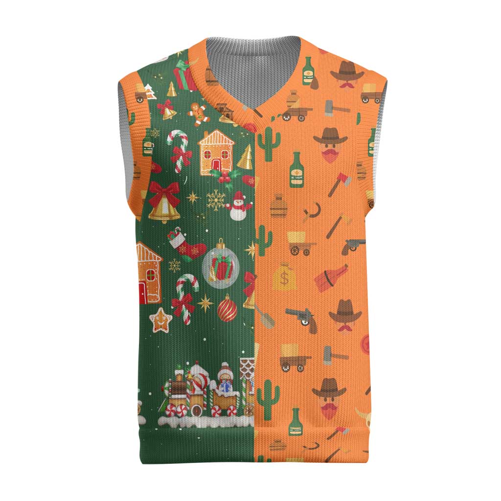 Merry Kiss My Texas Christmas Knitted V-Neck Vest Xmas Holiday Patterns - Wonder Print Shop
