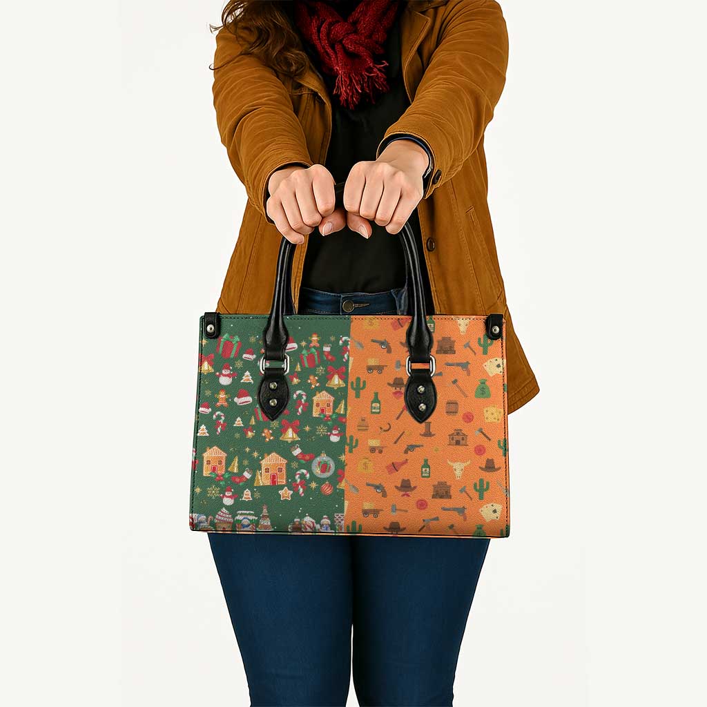 Merry Kiss My Texas Christmas Leather Bag Xmas Holiday Patterns - Wonder Print Shop