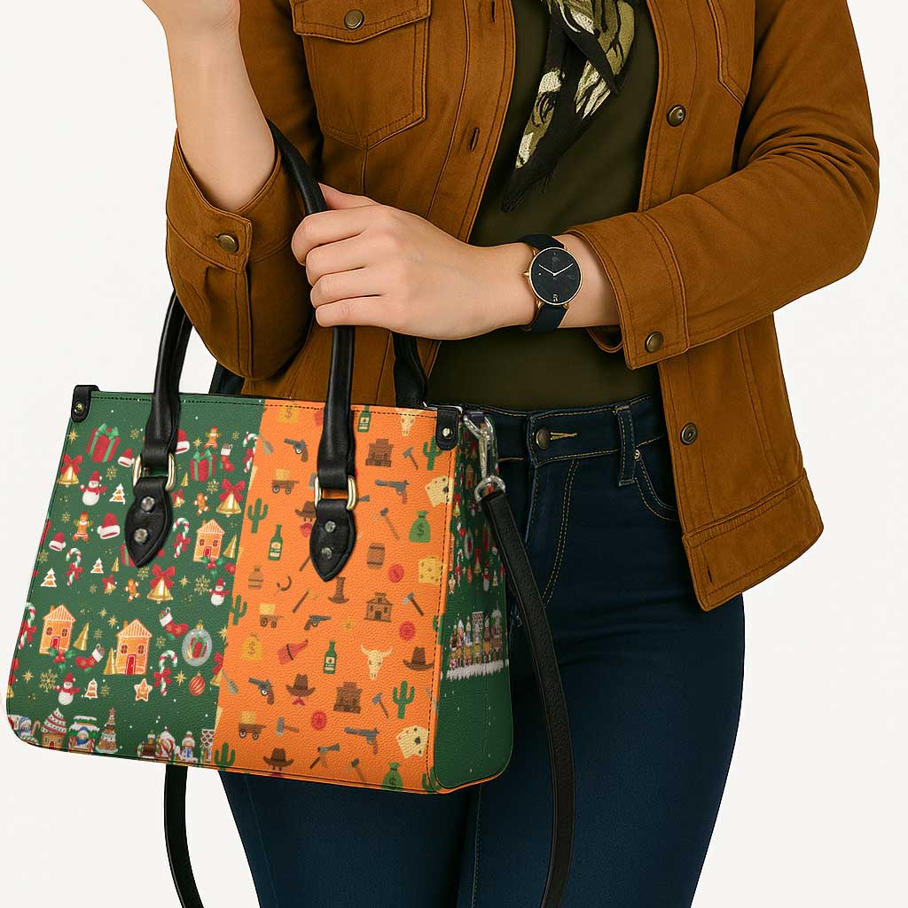 Merry Kiss My Texas Christmas Leather Bag Xmas Holiday Patterns - Wonder Print Shop