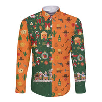Merry Kiss My Texas Christmas Long Sleeve Button Shirt Xmas Holiday Patterns - Wonder Print Shop