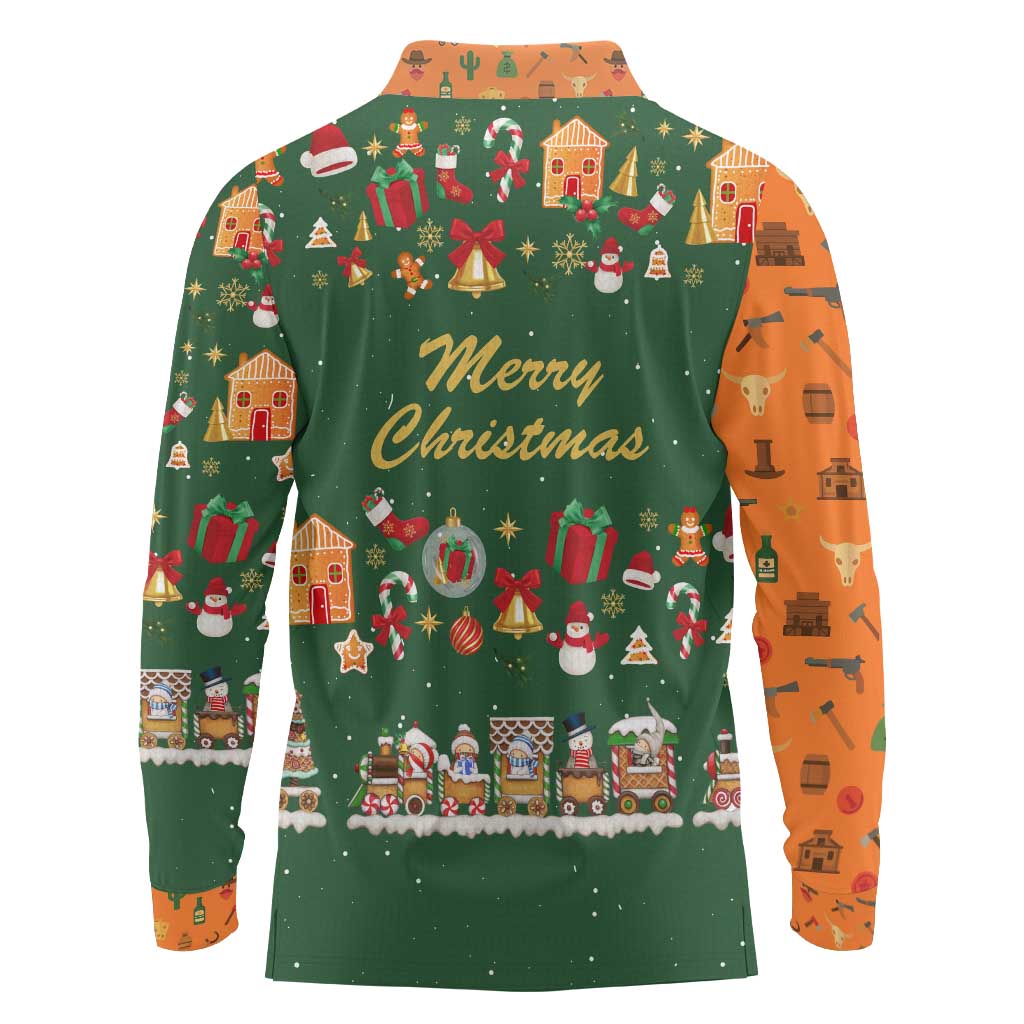 Merry Kiss My Texas Christmas Long Sleeve Polo Shirt Xmas Holiday Patterns - Wonder Print Shop