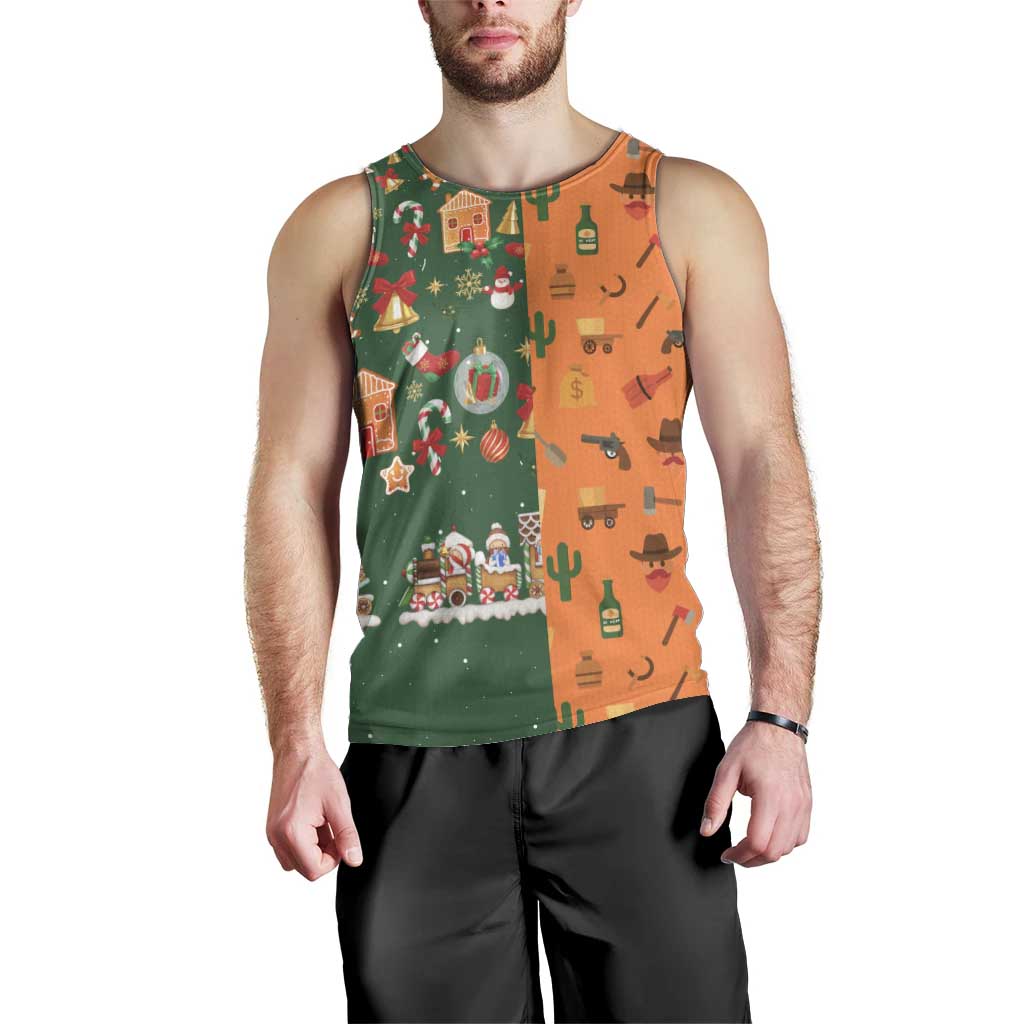 Merry Kiss My Texas Christmas Men Tank Top Xmas Holiday Patterns - Wonder Print Shop