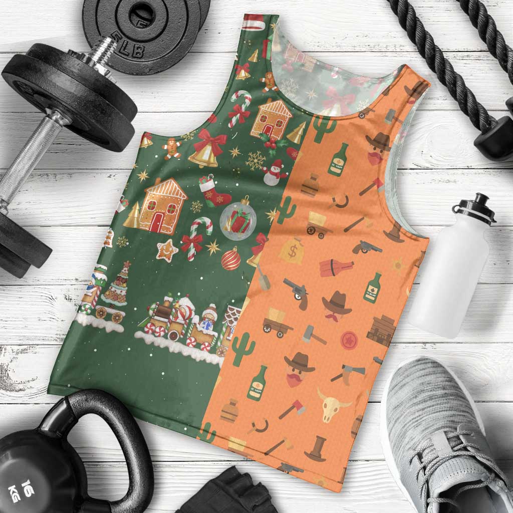 Merry Kiss My Texas Christmas Men Tank Top Xmas Holiday Patterns - Wonder Print Shop