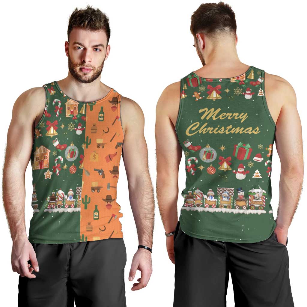 Merry Kiss My Texas Christmas Men Tank Top Xmas Holiday Patterns - Wonder Print Shop