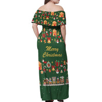 Merry Kiss My Texas Christmas Off Shoulder Maxi Dress Xmas Holiday Patterns - Wonder Print Shop