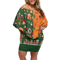 Merry Kiss My Texas Christmas Off Shoulder Short Dress Xmas Holiday Patterns - Wonder Print Shop