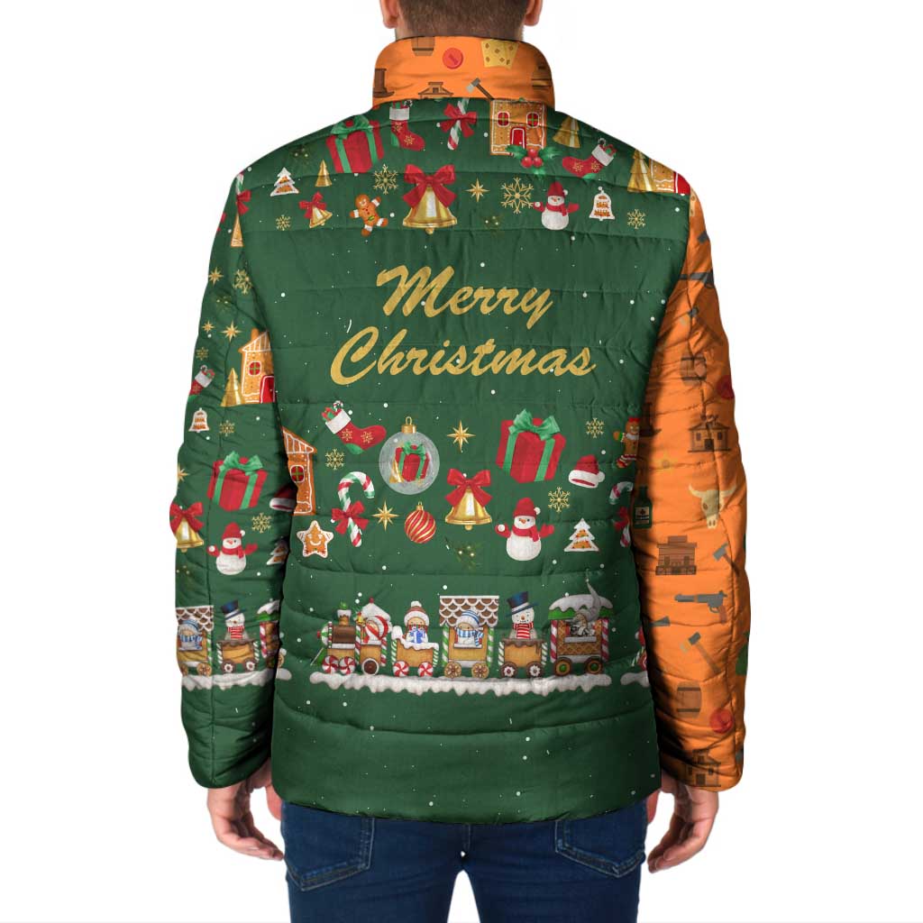 Merry Kiss My Texas Christmas Padded Jacket Xmas Holiday Patterns - Wonder Print Shop