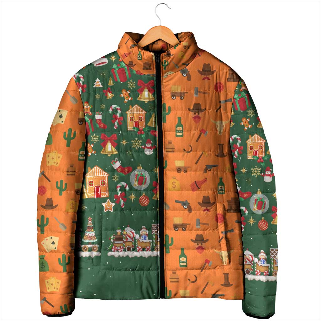 Merry Kiss My Texas Christmas Padded Jacket Xmas Holiday Patterns - Wonder Print Shop