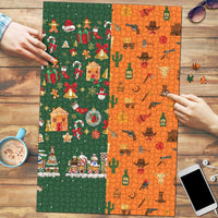 Merry Kiss My Texas Christmas Puzzle Xmas Holiday Patterns - Wonder Print Shop