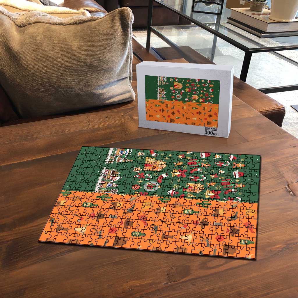 Merry Kiss My Texas Christmas Puzzle Xmas Holiday Patterns - Wonder Print Shop