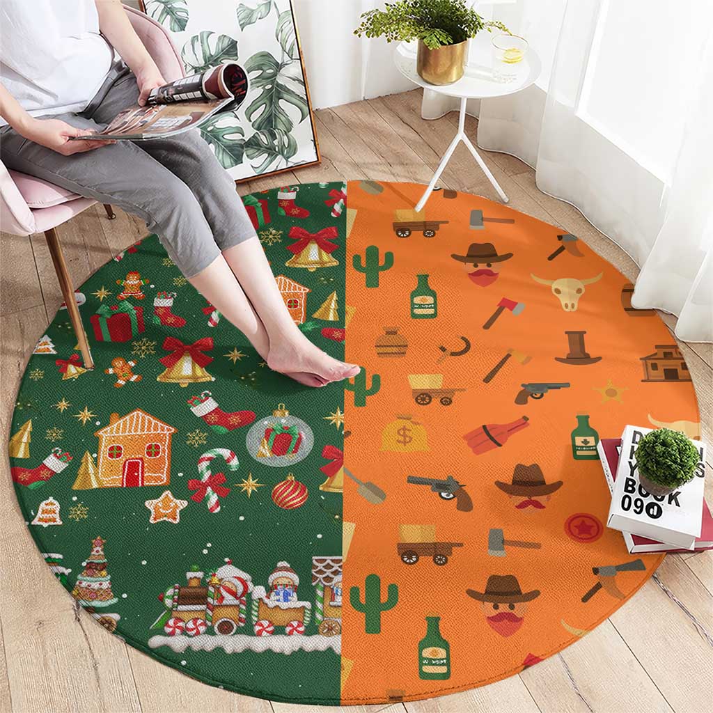 Merry Kiss My Texas Christmas Round Carpet Xmas Holiday Patterns - Wonder Print Shop