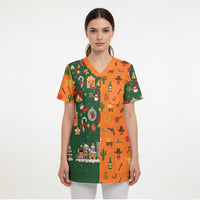 Merry Kiss My Texas Christmas Scrub Top Xmas Holiday Patterns - Wonder Print Shop