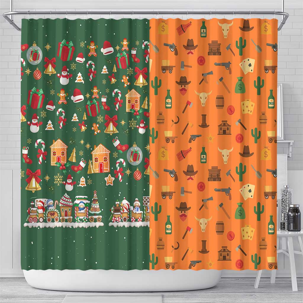 Merry Kiss My Texas Christmas Shower Curtain Xmas Holiday Patterns - Wonder Print Shop