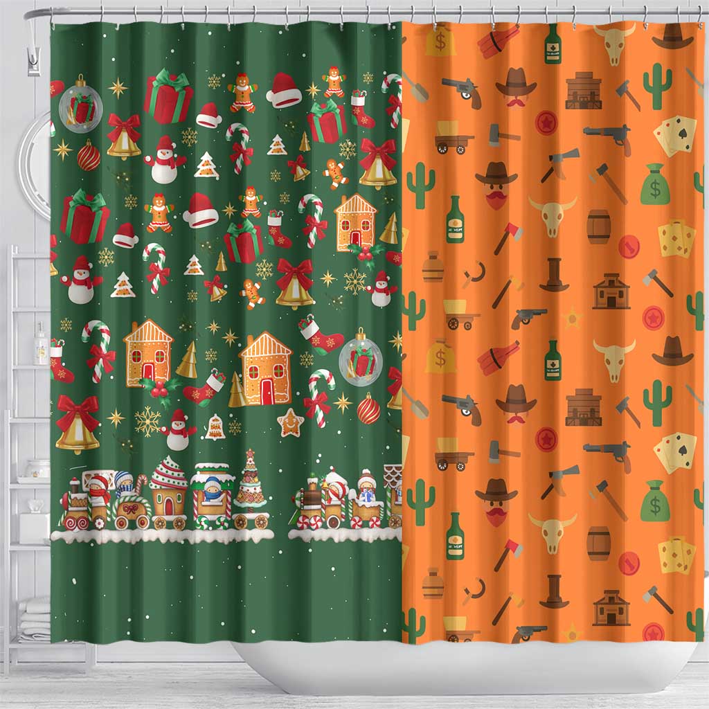 Merry Kiss My Texas Christmas Shower Curtain Xmas Holiday Patterns - Wonder Print Shop