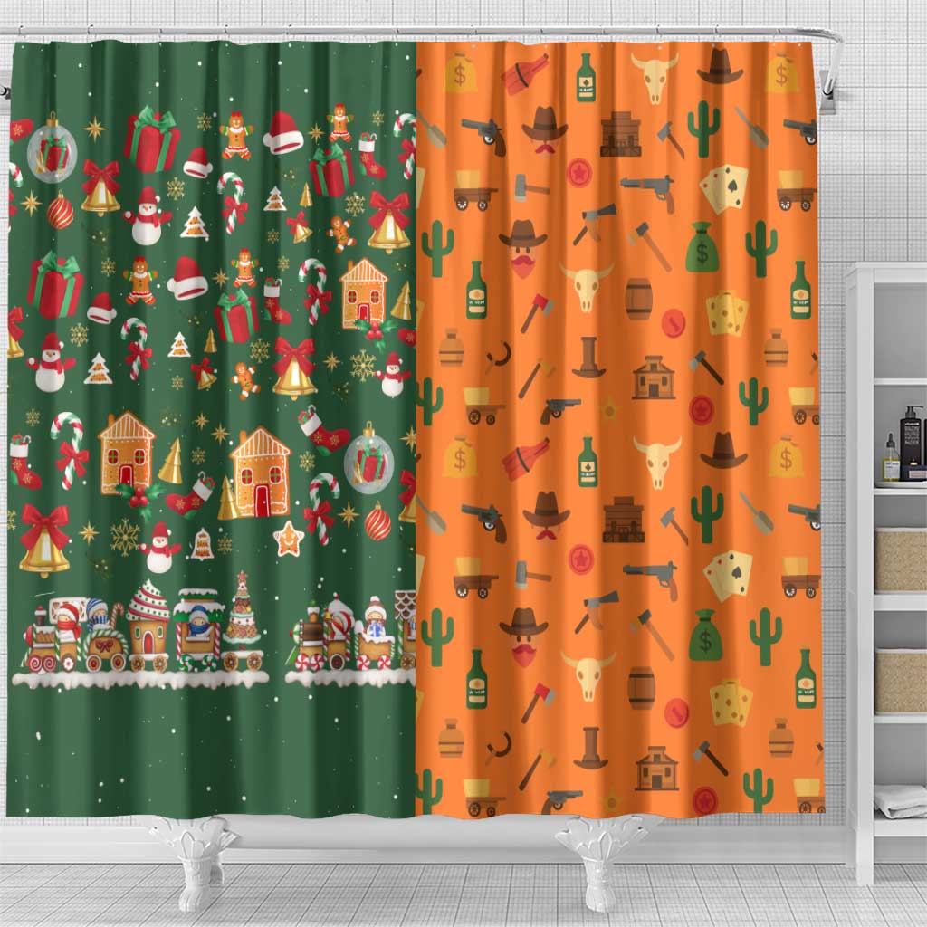 Merry Kiss My Texas Christmas Shower Curtain Xmas Holiday Patterns - Wonder Print Shop