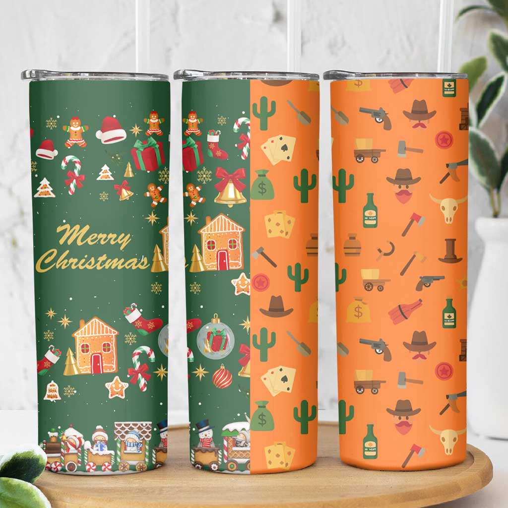 Merry Kiss My Texas Christmas Skinny Tumbler Xmas Holiday Patterns - Wonder Print Shop
