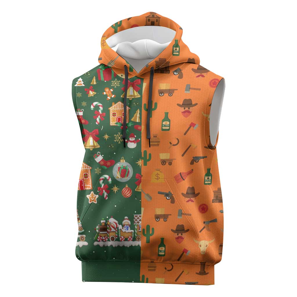 Merry Kiss My Texas Christmas Sleeveless Hoodie Xmas Holiday Patterns - Wonder Print Shop