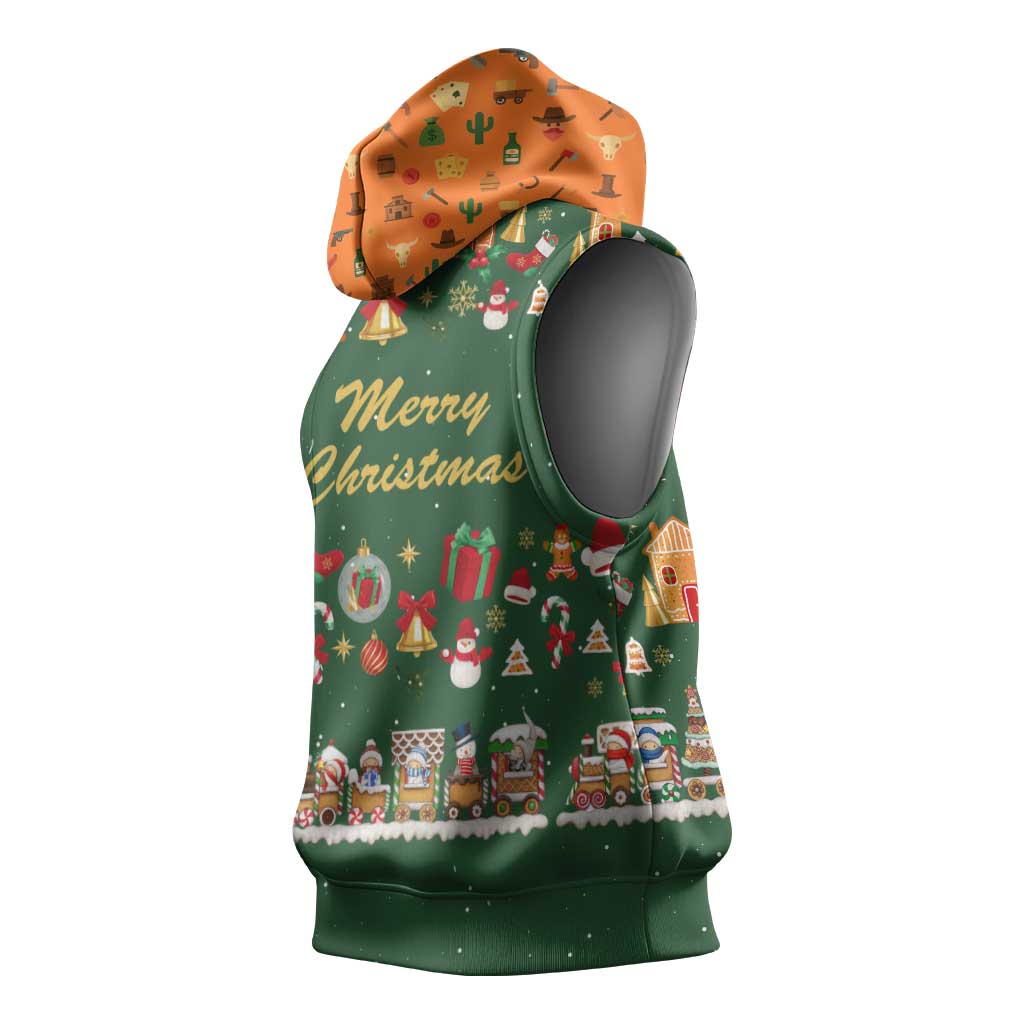 Merry Kiss My Texas Christmas Sleeveless Hoodie Xmas Holiday Patterns - Wonder Print Shop