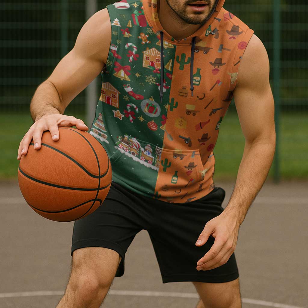 Merry Kiss My Texas Christmas Sleeveless Hoodie Xmas Holiday Patterns - Wonder Print Shop