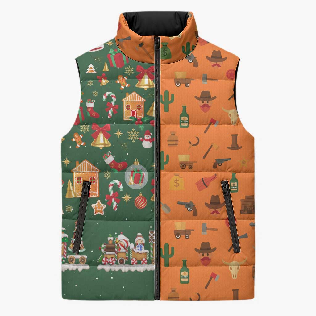 Merry Kiss My Texas Christmas Sleeveless Puffer Jacket Xmas Holiday Patterns - Wonder Print Shop