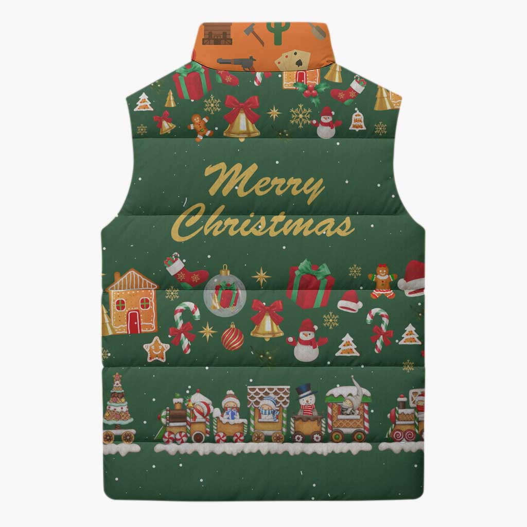 Merry Kiss My Texas Christmas Sleeveless Puffer Jacket Xmas Holiday Patterns - Wonder Print Shop