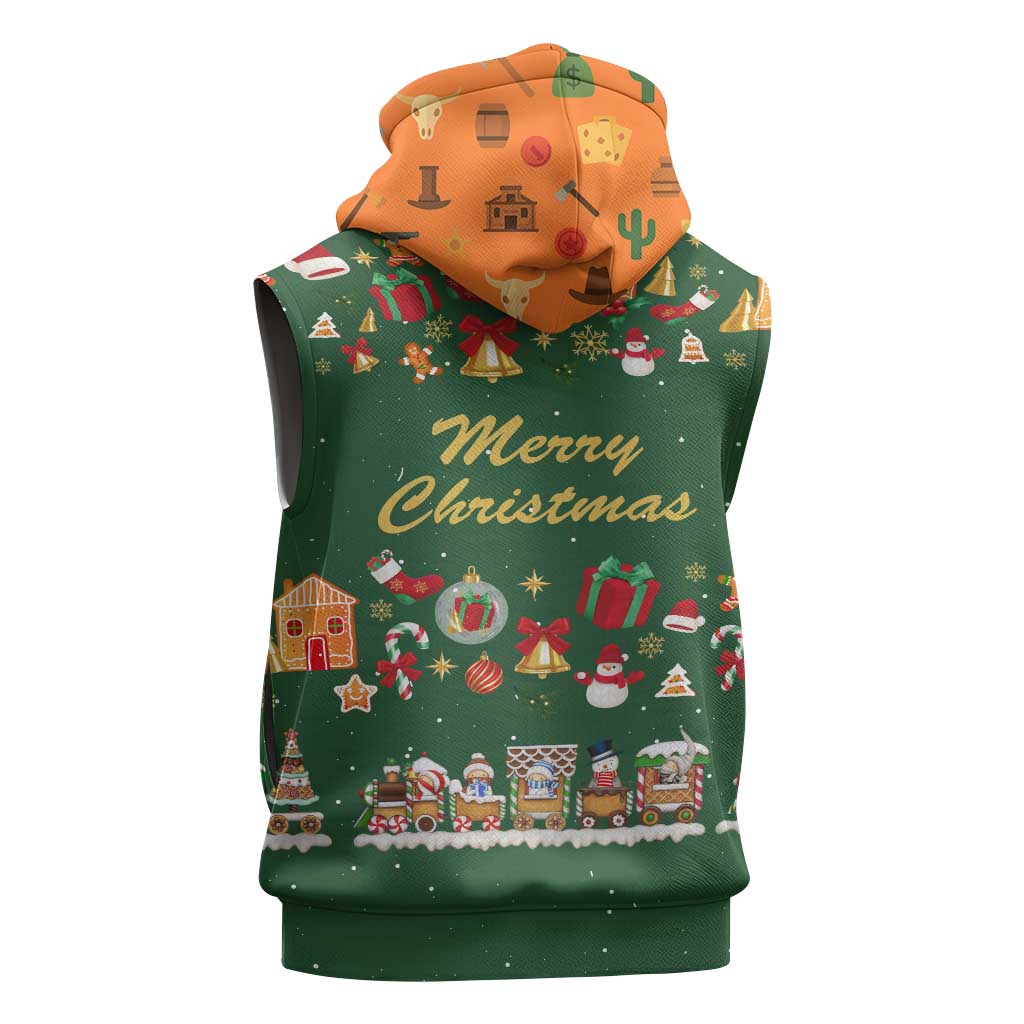 Merry Kiss My Texas Christmas Sleeveless Zip Hoodie Xmas Holiday Patterns - Wonder Print Shop