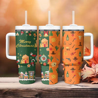 Merry Kiss My Texas Christmas Tumbler With Handle Xmas Holiday Patterns - Wonder Print Shop