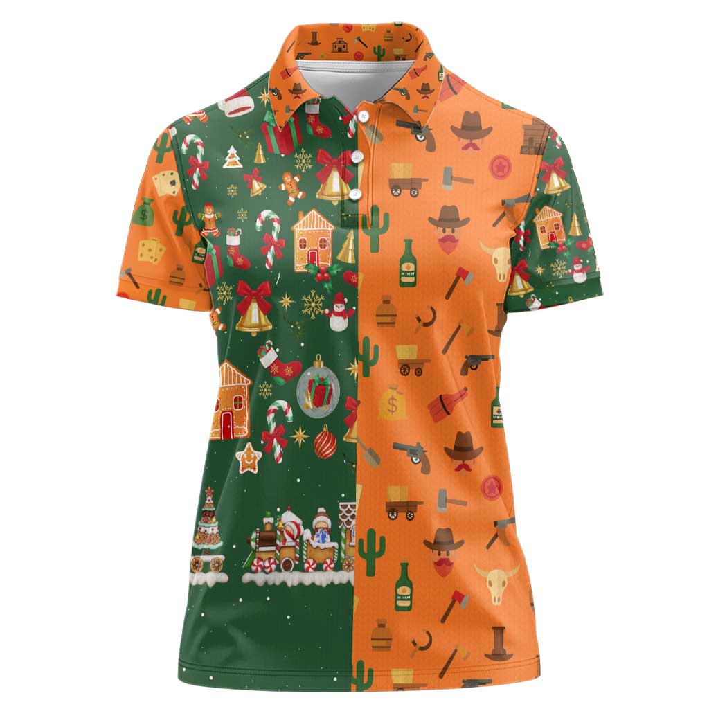Merry Kiss My Texas Christmas Women Polo Shirt Xmas Holiday Patterns - Wonder Print Shop