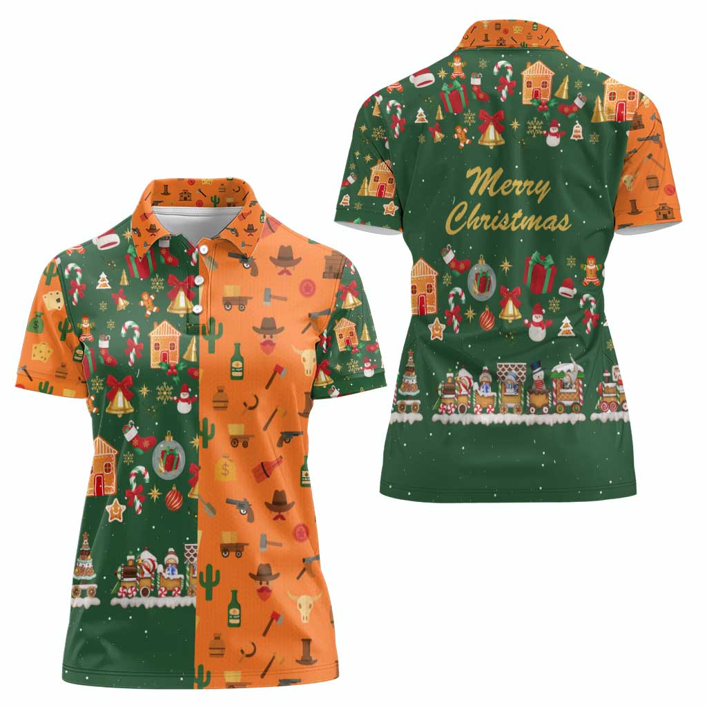 Merry Kiss My Texas Christmas Women Polo Shirt Xmas Holiday Patterns - Wonder Print Shop