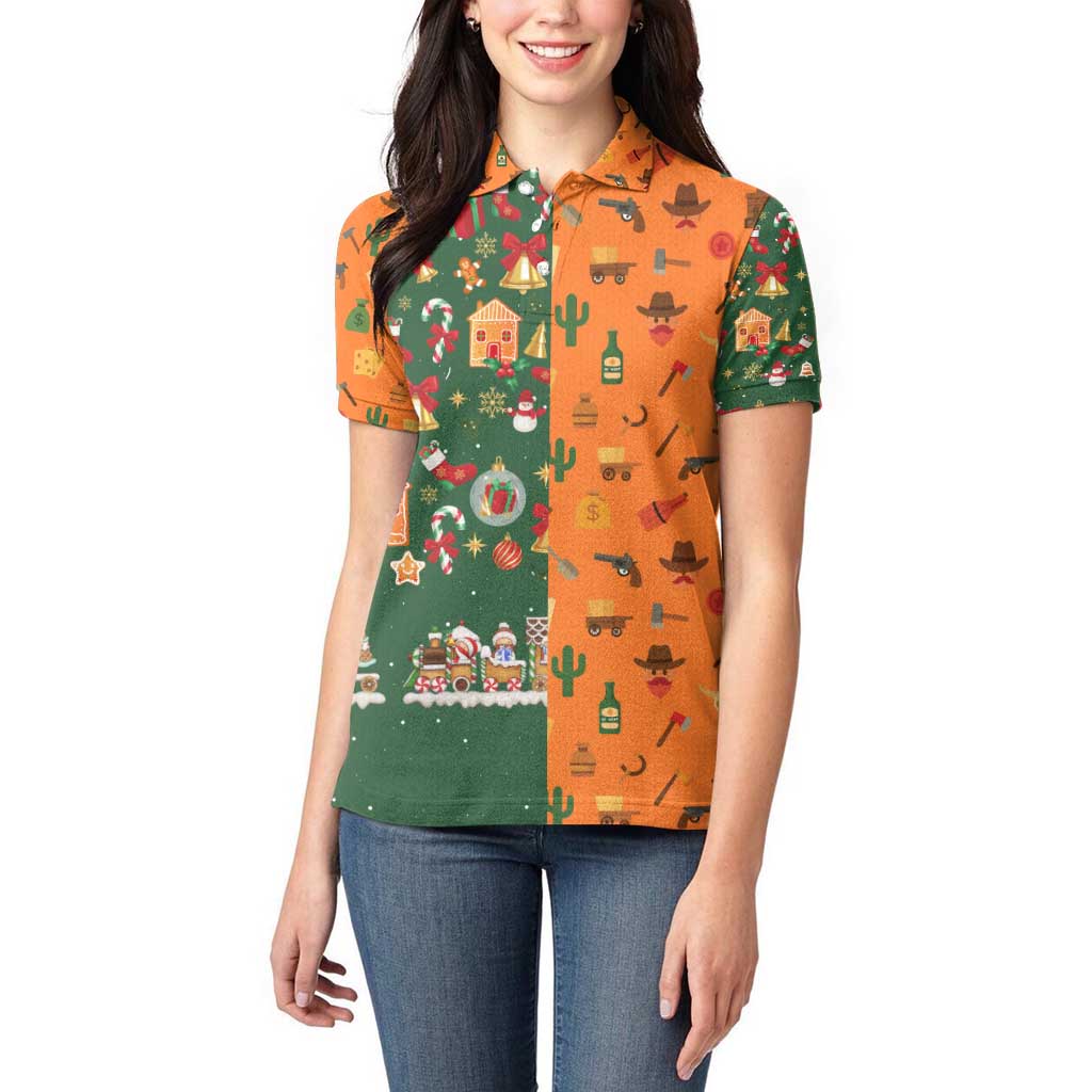 Merry Kiss My Texas Christmas Women Polo Shirt Xmas Holiday Patterns - Wonder Print Shop