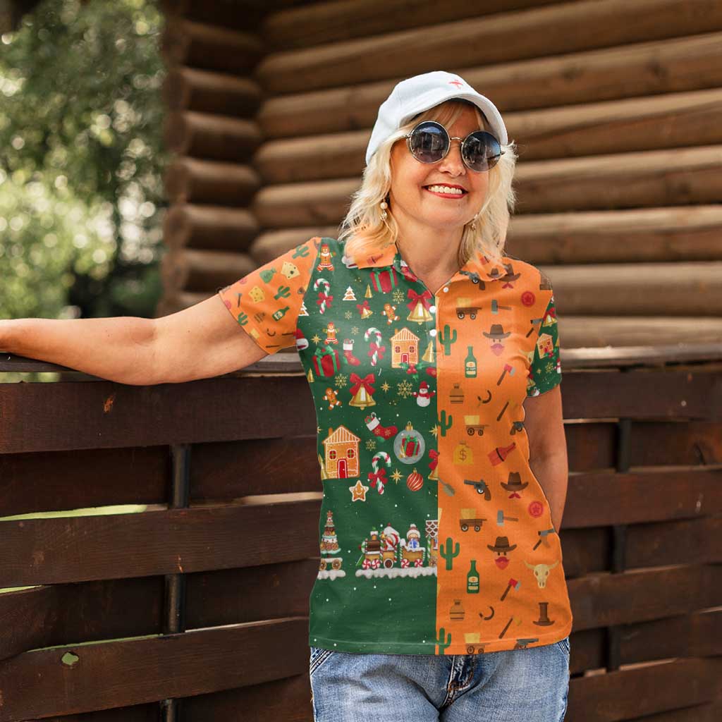 Merry Kiss My Texas Christmas Women Polo Shirt Xmas Holiday Patterns - Wonder Print Shop