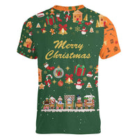 Merry Kiss My Texas Christmas Women V-Neck T-Shirt Xmas Holiday Patterns - Wonder Print Shop