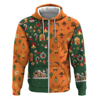 Merry Kiss My Texas Christmas Zip Hoodie Xmas Holiday Patterns - Wonder Print Shop