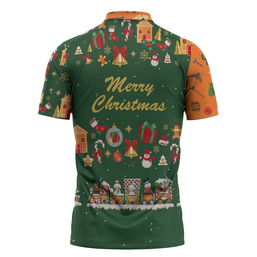 Merry Kiss My Texas Christmas Zipper Polo Shirt Xmas Holiday Patterns - Wonder Print Shop