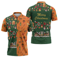 Merry Kiss My Texas Christmas Zipper Polo Shirt Xmas Holiday Patterns - Wonder Print Shop