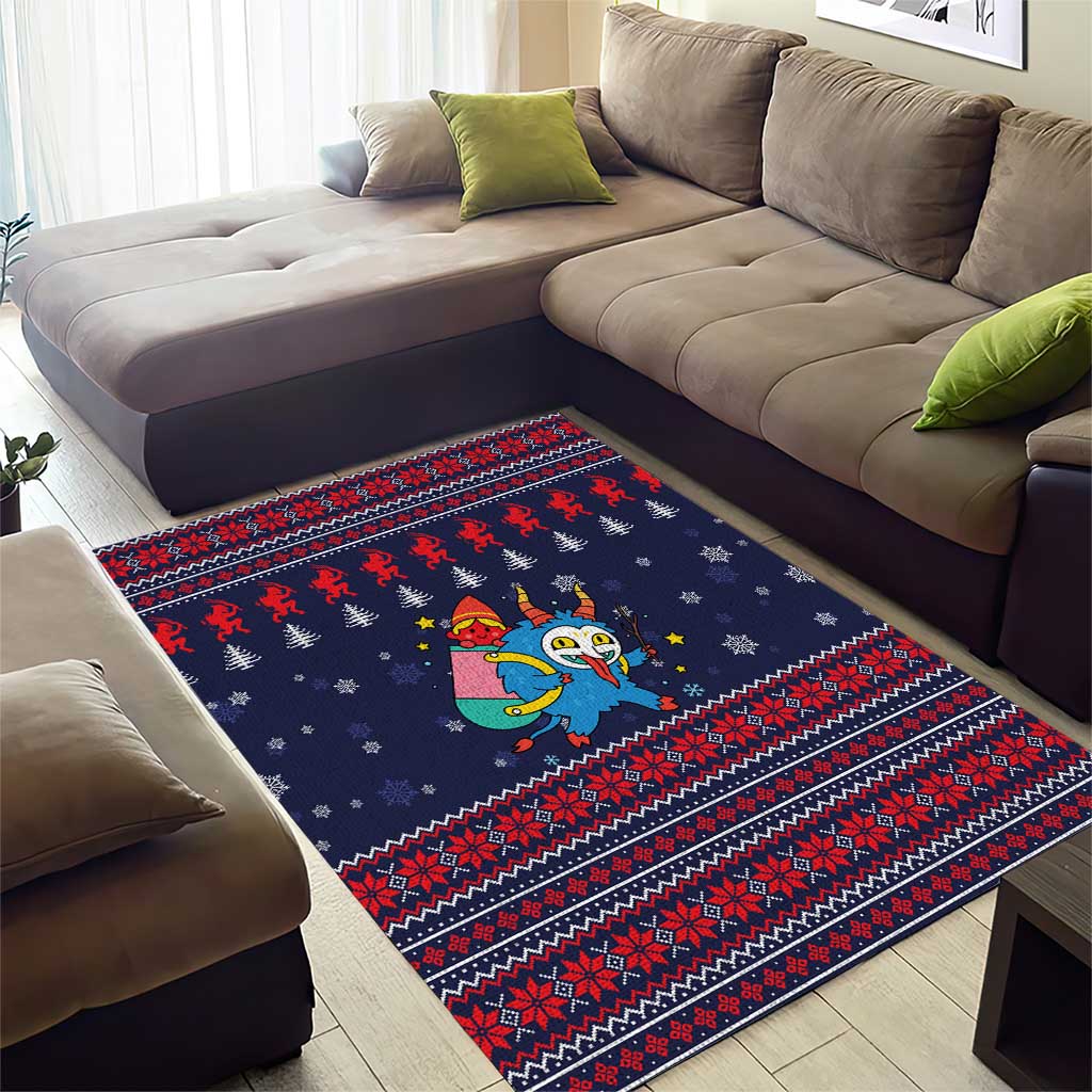 Merry Krampus Christmas Area Rug Xmas Holiday Patterns - Wonder Print Shop