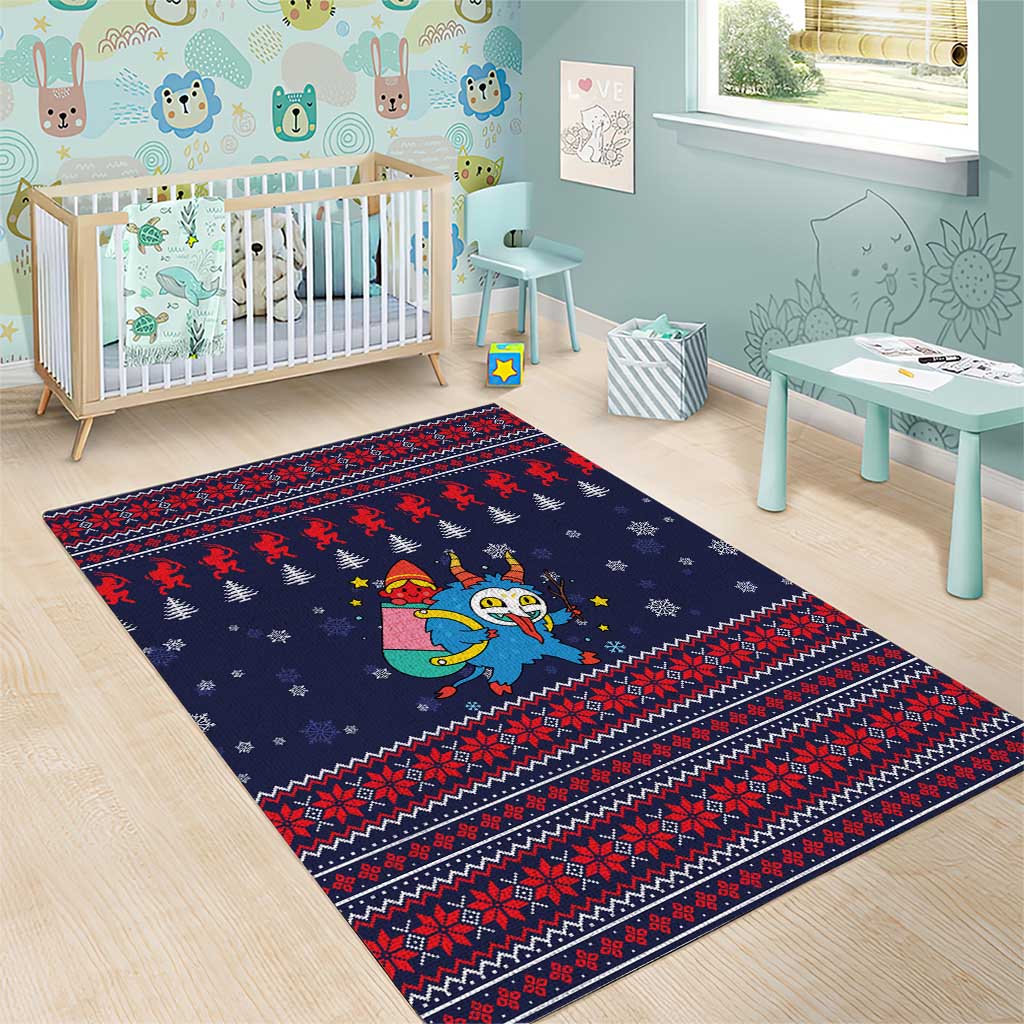 Merry Krampus Christmas Area Rug Xmas Holiday Patterns - Wonder Print Shop