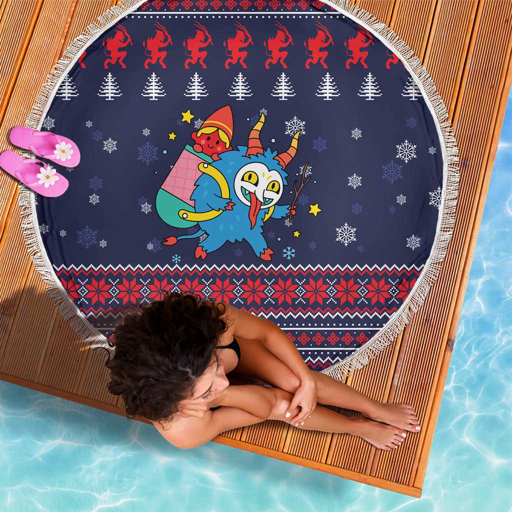 Merry Krampus Christmas Beach Blanket Xmas Holiday Patterns - Wonder Print Shop