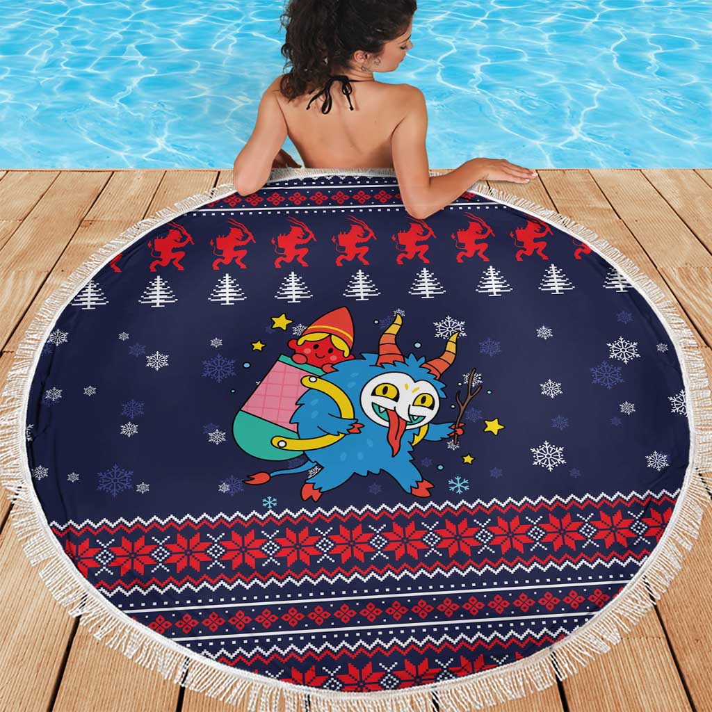 Merry Krampus Christmas Beach Blanket Xmas Holiday Patterns - Wonder Print Shop