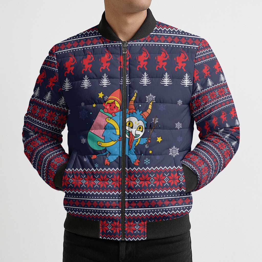 Merry Krampus Christmas Bomber Puffer Jacket Xmas Holiday Patterns - Wonder Print Shop
