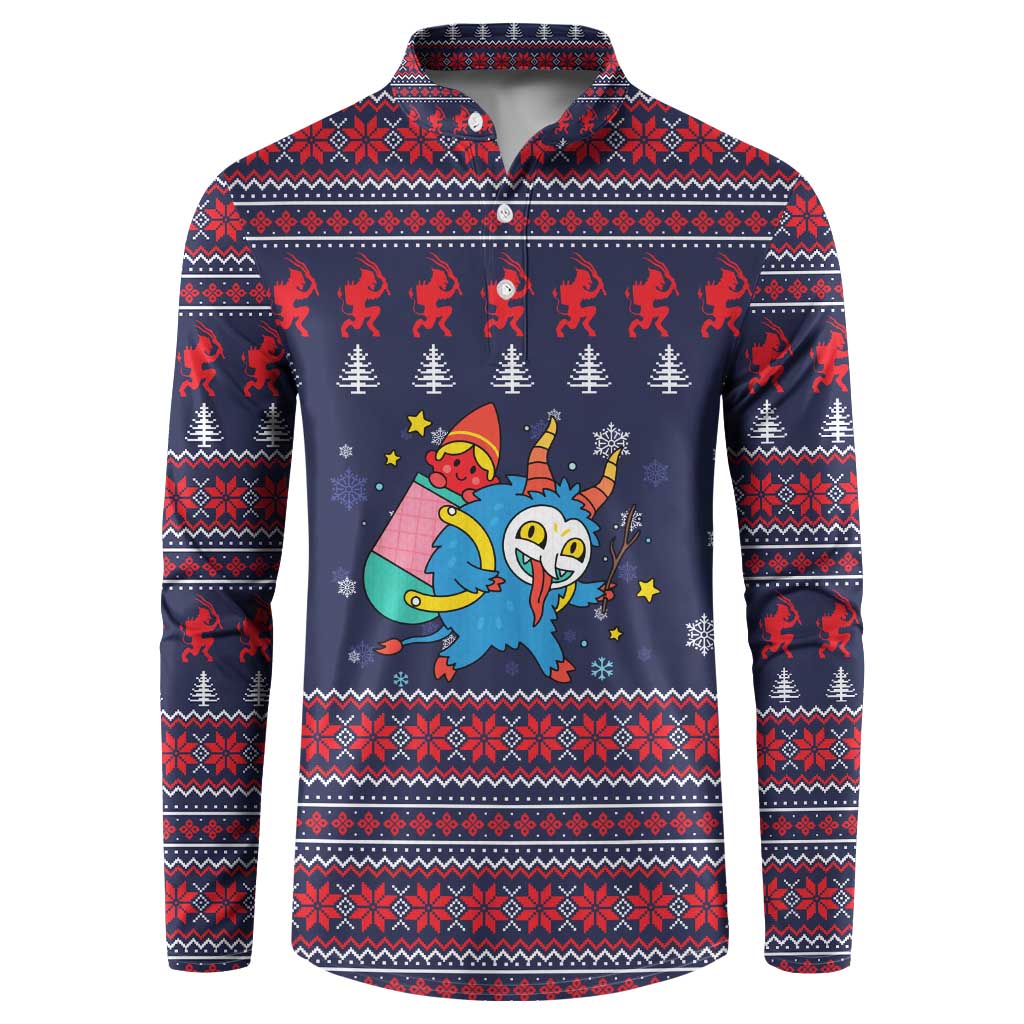 Merry Krampus Christmas Button Sweatshirt Xmas Holiday Patterns - Wonder Print Shop