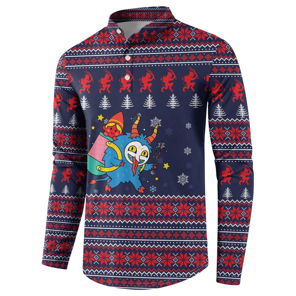 Merry Krampus Christmas Button Sweatshirt Xmas Holiday Patterns - Wonder Print Shop