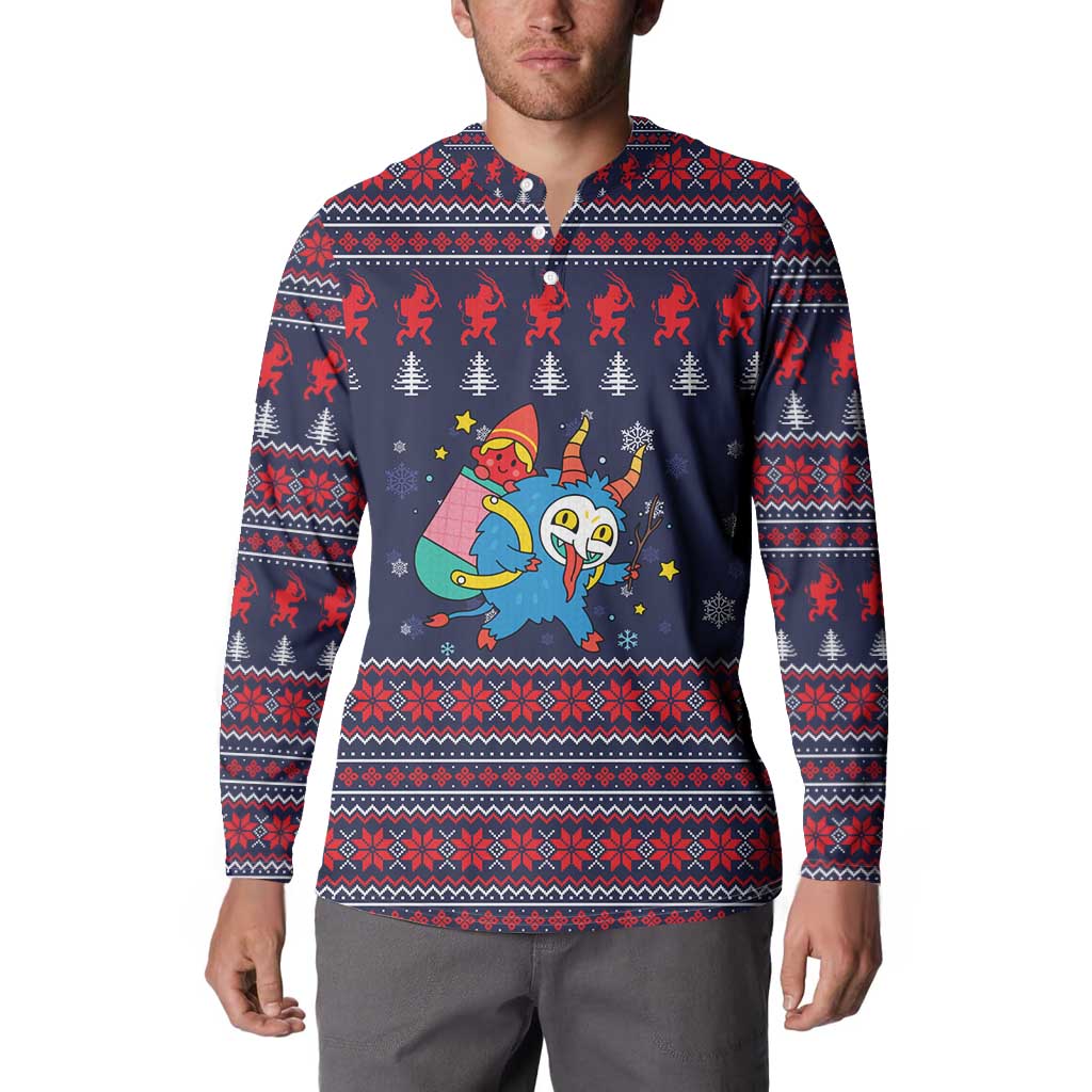 Merry Krampus Christmas Button Sweatshirt Xmas Holiday Patterns - Wonder Print Shop