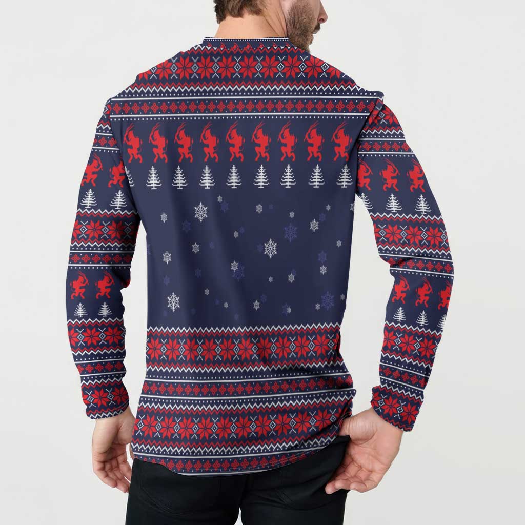 Merry Krampus Christmas Button Sweatshirt Xmas Holiday Patterns - Wonder Print Shop