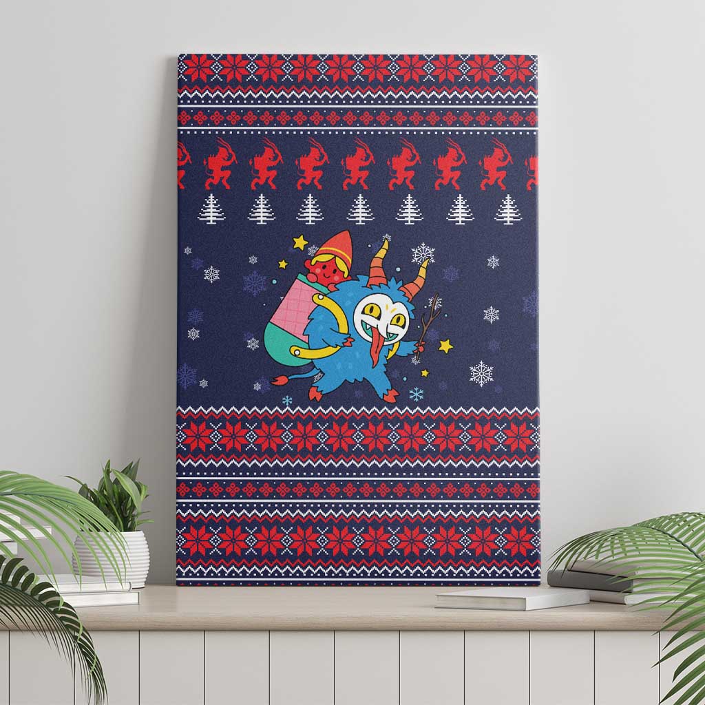 Merry Krampus Christmas Canvas Wall Art Xmas Holiday Patterns - Wonder Print Shop
