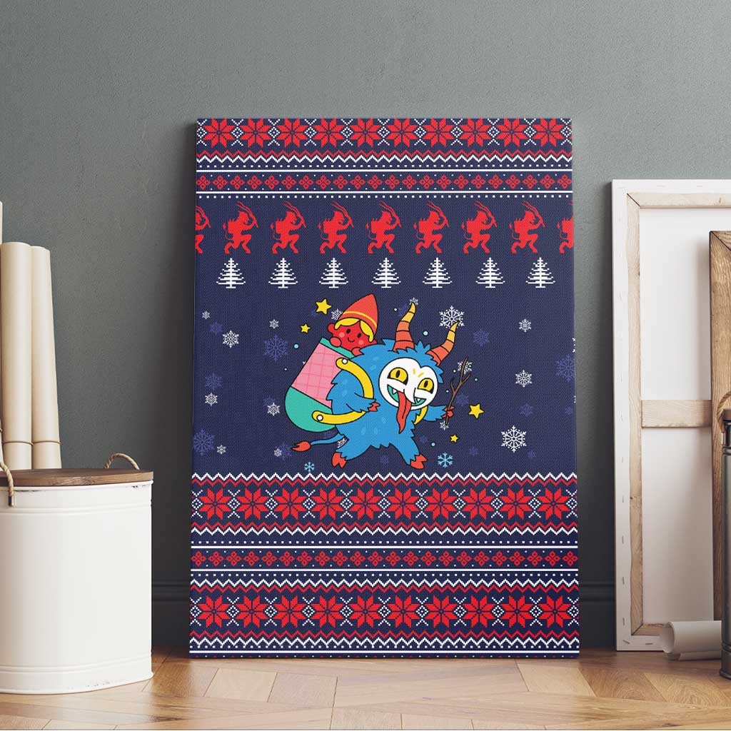 Merry Krampus Christmas Canvas Wall Art Xmas Holiday Patterns - Wonder Print Shop