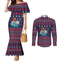 Merry Krampus Christmas Couples Matching Mermaid Dress and Long Sleeve Button Shirt Xmas Holiday Patterns - Wonder Print Shop