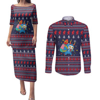 Merry Krampus Christmas Couples Matching Puletasi and Long Sleeve Button Shirt Xmas Holiday Patterns - Wonder Print Shop